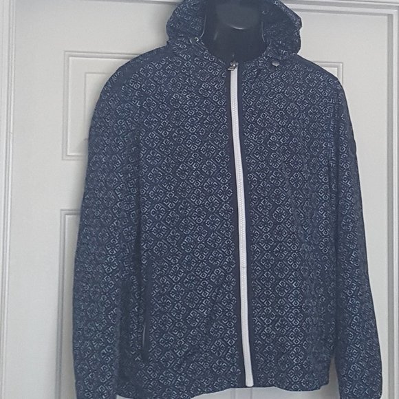 Women's Michael Kors Navy Blue Full Zip Rain Jacket Lined Size L - Picture 2 of 15